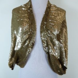 NEW DEEPA GURNANI Sequin leopard REVERSIBLE Shrug